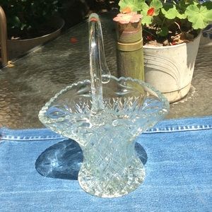 Vintage Clear Crystal Pressed Glass Bride’s Basket